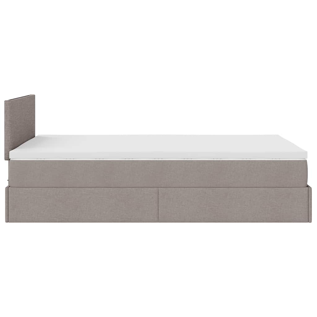 Cadre de lit ottoman avec matelas taupe 120x190 cm tissu