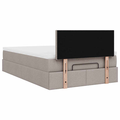 Cadre de lit ottoman avec matelas taupe 120x190 cm tissu