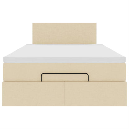 Cadre de lit ottoman avec matelas crème 120x190 cm tissu