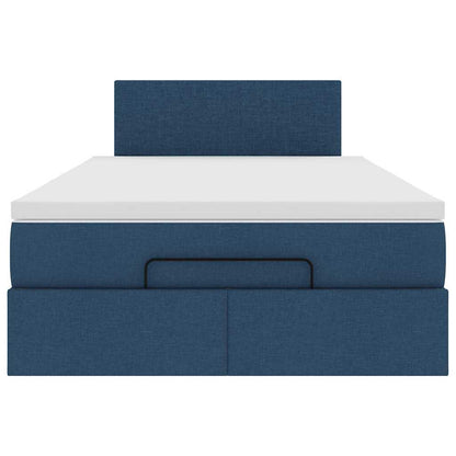 Cadre de lit ottoman avec matelas bleu 120x190 cm tissu