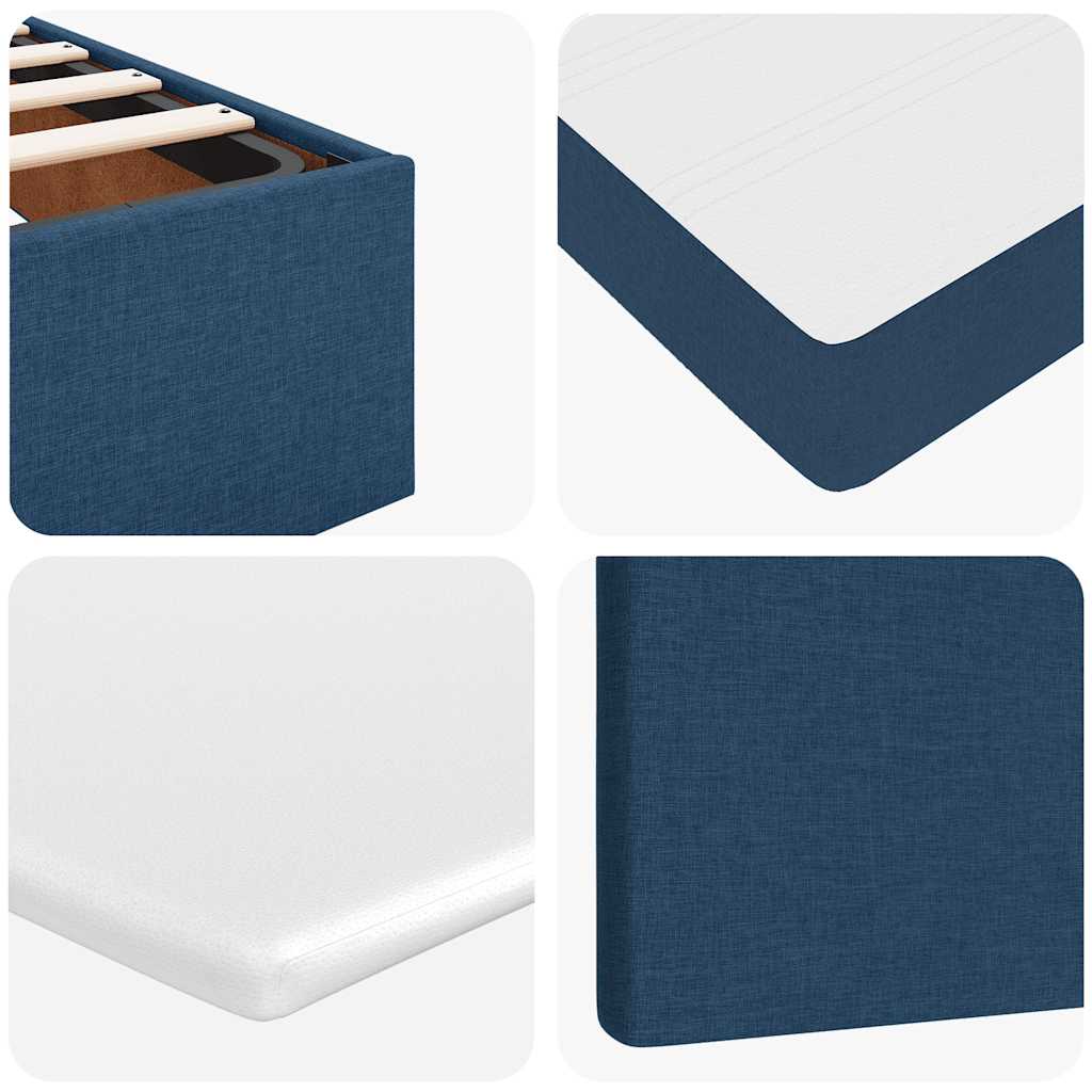 Cadre de lit ottoman avec matelas bleu 120x190 cm tissu