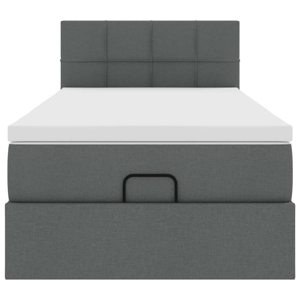 Lit ottoman avec matelas gris foncé 90x200 cm tissu