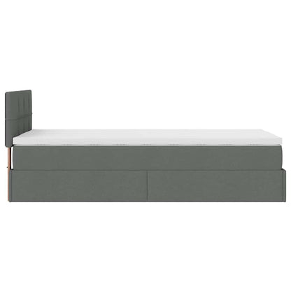 Lit ottoman avec matelas gris foncé 90x200 cm tissu