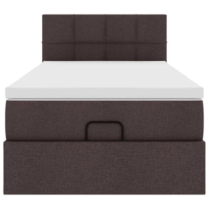 Lit ottoman avec matelas marron foncé 90x200 cm tissu