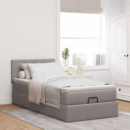 Lit ottoman avec matelas taupe 90x200 cm tissu