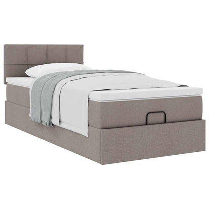 Lit ottoman avec matelas taupe 90x200 cm tissu