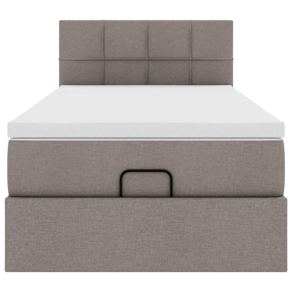 Lit ottoman avec matelas taupe 90x200 cm tissu