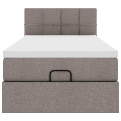 Lit ottoman avec matelas taupe 90x200 cm tissu