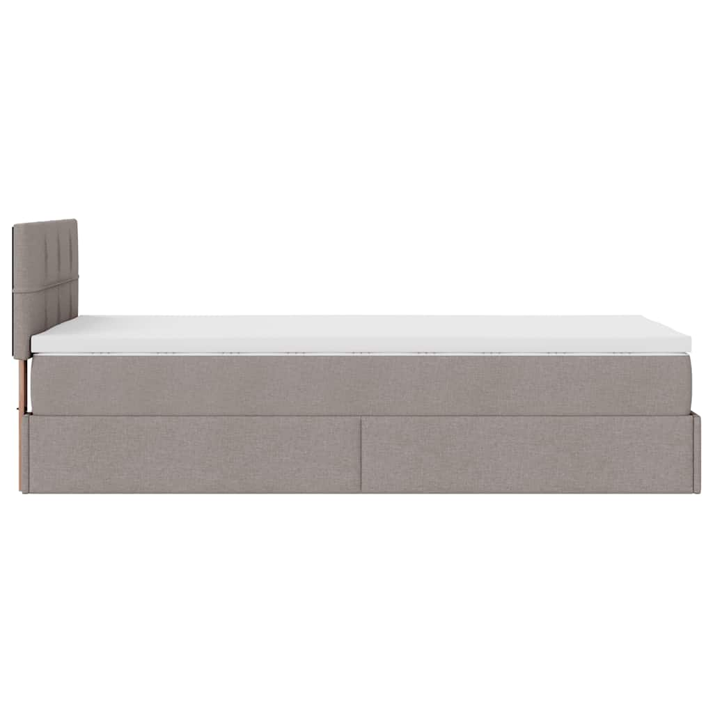 Lit ottoman avec matelas taupe 90x200 cm tissu