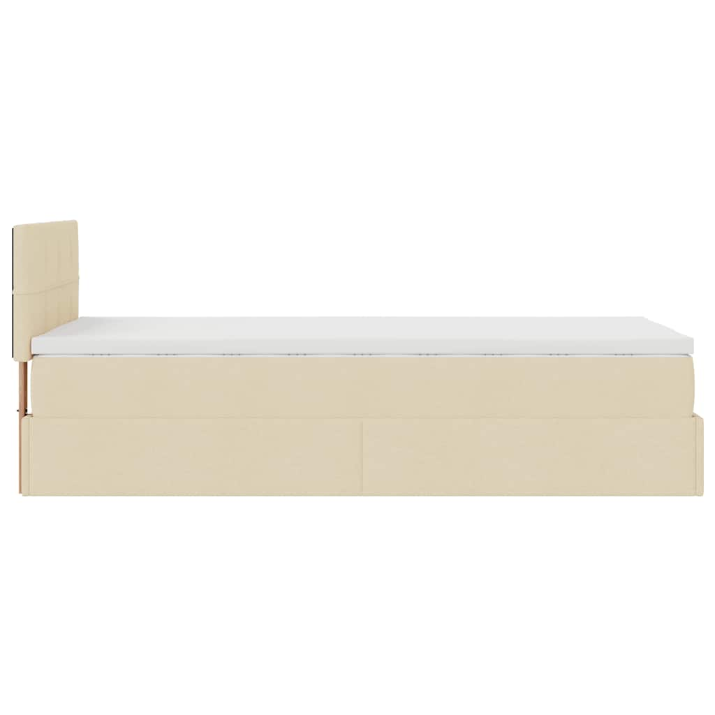 Lit ottoman avec matelas crème 90x200 cm tissu