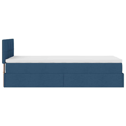 Lit ottoman avec matelas bleu 90x200 cm tissu