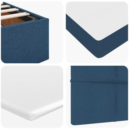 Lit ottoman avec matelas bleu 90x200 cm tissu