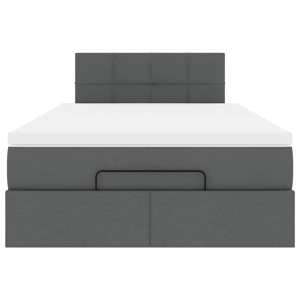 Lit ottoman avec matelas gris foncé 120x190 cm tissu