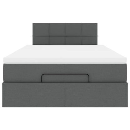 Lit ottoman avec matelas gris foncé 120x190 cm tissu