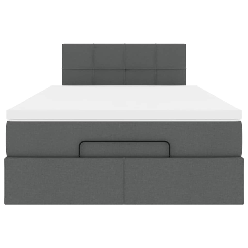 Lit ottoman avec matelas gris foncé 120x190 cm tissu