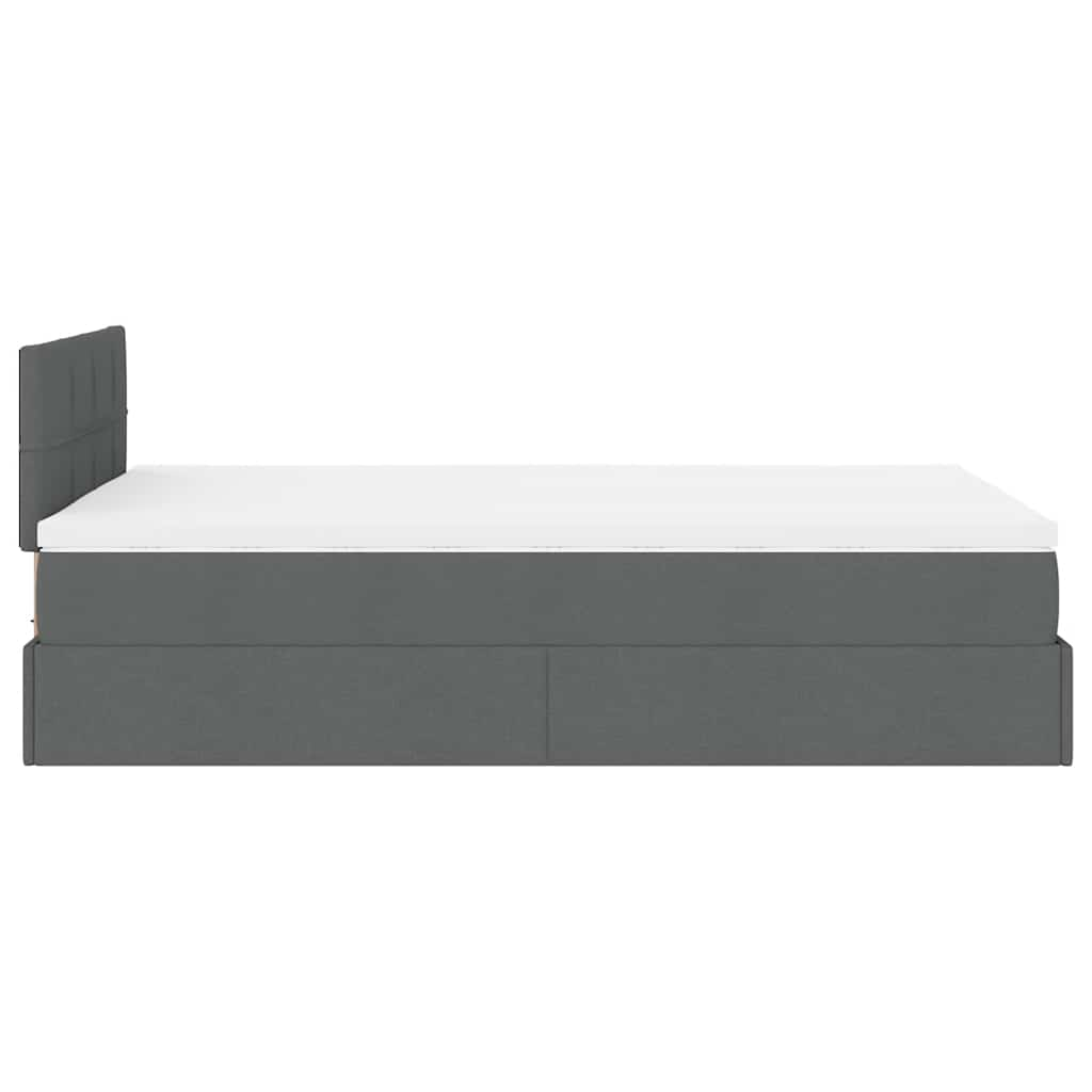 Lit ottoman avec matelas gris foncé 120x190 cm tissu