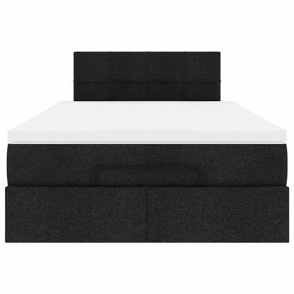 Lit ottoman avec matelas noir 120x190 cm tissu