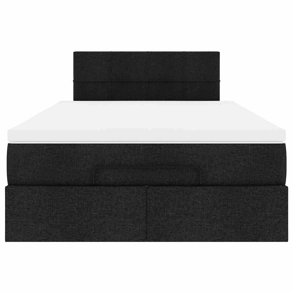 Lit ottoman avec matelas noir 120x190 cm tissu