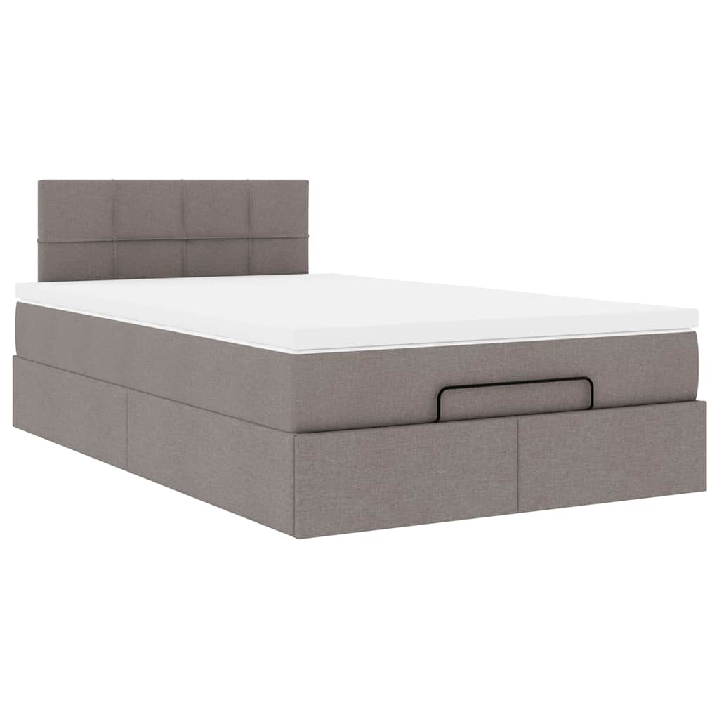 Cadre de lit ottoman avec matelas taupe 120x190 cm tissu