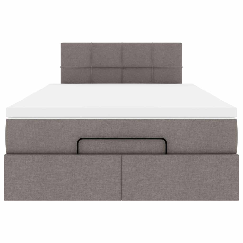 Cadre de lit ottoman avec matelas taupe 120x190 cm tissu