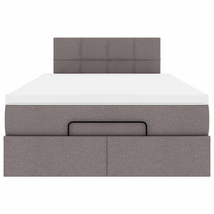 Cadre de lit ottoman avec matelas taupe 120x190 cm tissu