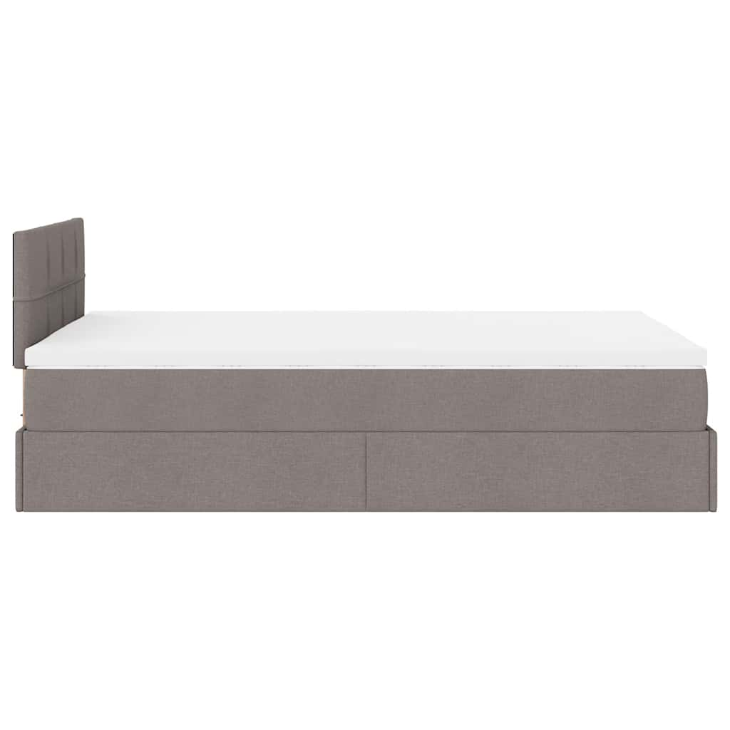 Cadre de lit ottoman avec matelas taupe 120x190 cm tissu