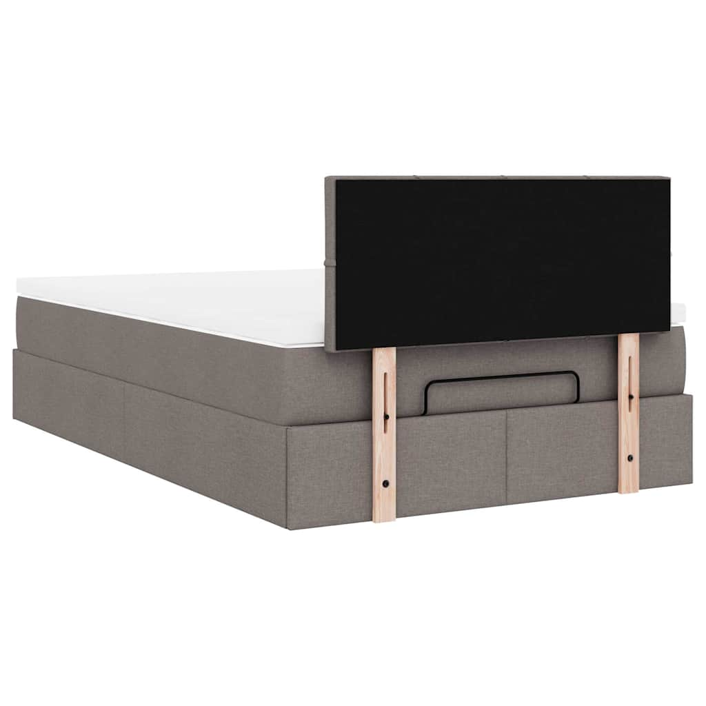 Cadre de lit ottoman avec matelas taupe 120x190 cm tissu