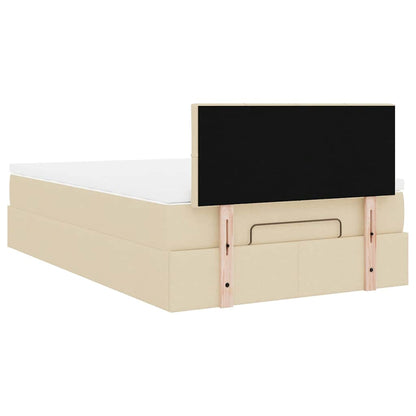 Cadre de lit ottoman avec matelas crème 120x190 cm tissu