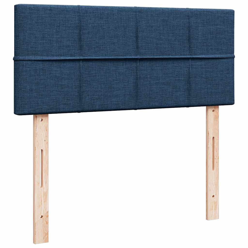 Cadre de lit ottoman avec matelas bleu 120x190 cm tissu