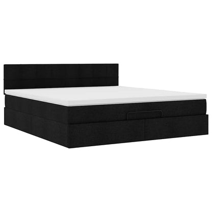 Cadre de lit ottoman avec matelas noir 180x200 cm tissu