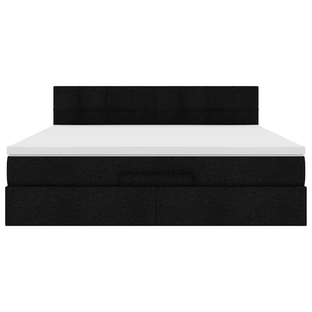 Cadre de lit ottoman avec matelas noir 180x200 cm tissu