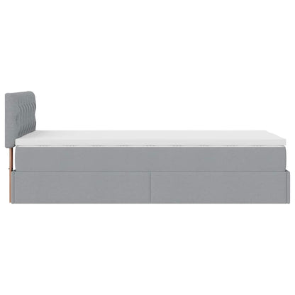 Lit ottoman avec matelas gris clair 90x200 cm tissu