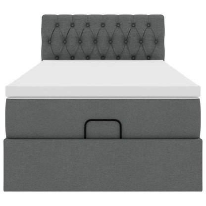 Lit ottoman avec matelas gris foncé 90x200 cm tissu