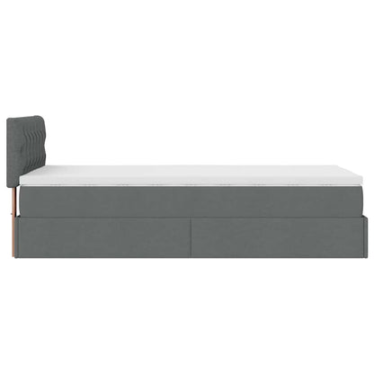 Lit ottoman avec matelas gris foncé 90x200 cm tissu