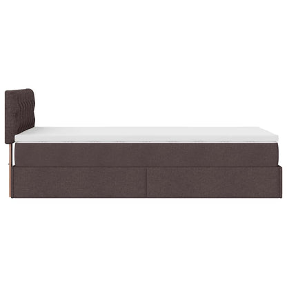 Lit ottoman avec matelas marron foncé 90x200 cm tissu