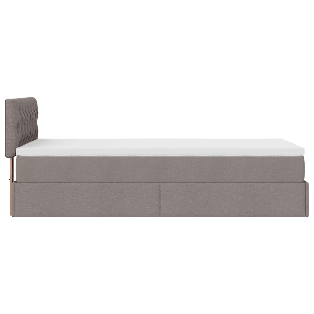 Lit ottoman avec matelas taupe 90x200 cm tissu