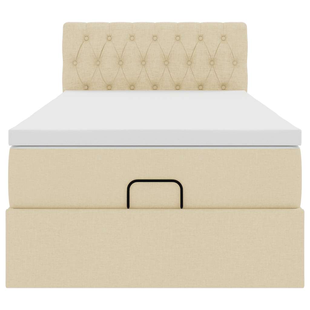 Lit ottoman avec matelas crème 90x200 cm tissu