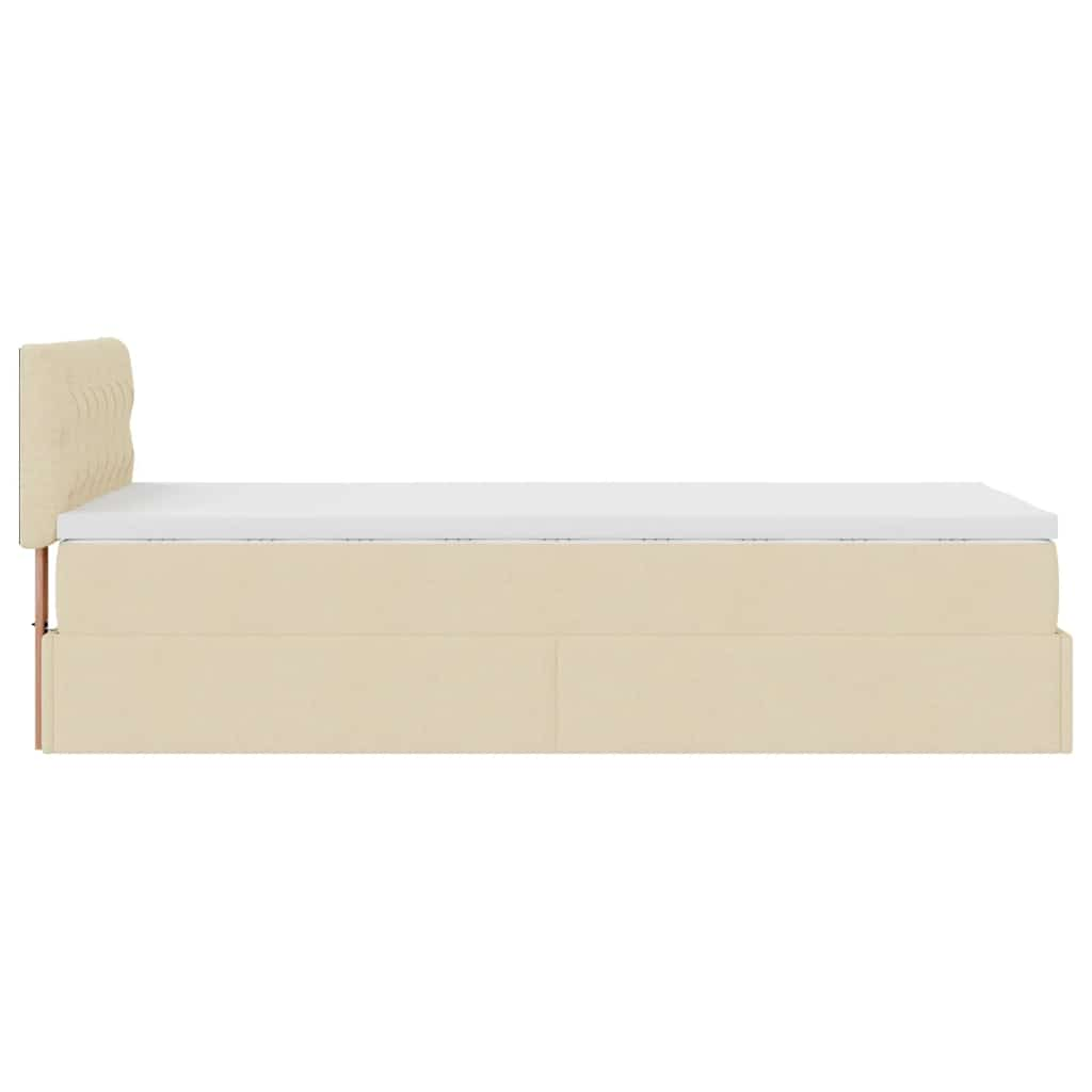 Lit ottoman avec matelas crème 90x200 cm tissu