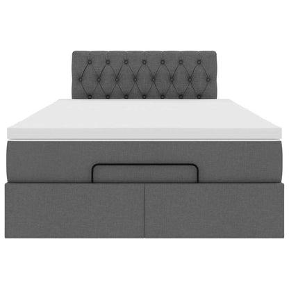 Lit ottoman avec matelas gris foncé 120x190 cm tissu