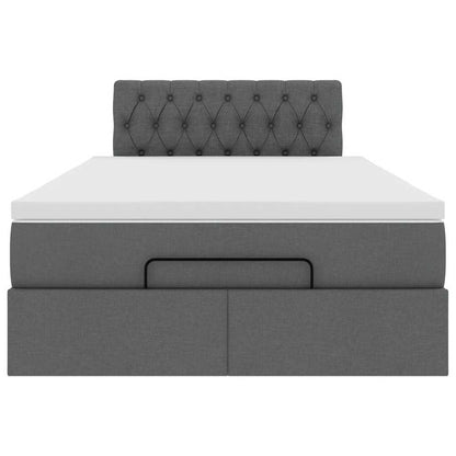 Lit ottoman avec matelas gris foncé 120x190 cm tissu