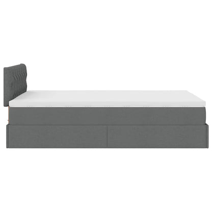 Lit ottoman avec matelas gris foncé 120x190 cm tissu