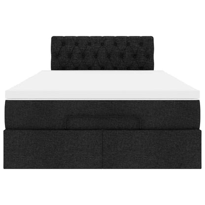 Lit ottoman avec matelas noir 120x190 cm tissu