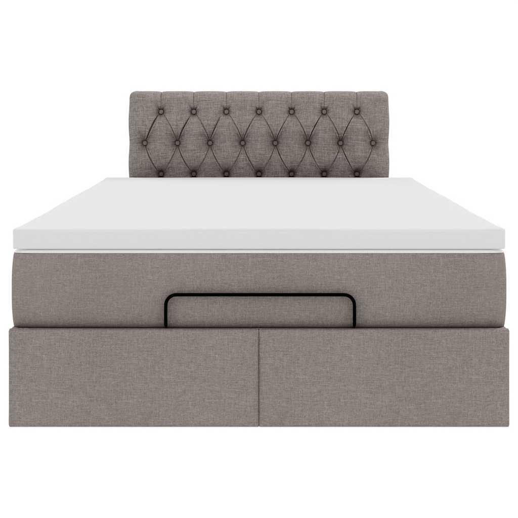 Cadre de lit ottoman avec matelas taupe 120x190 cm tissu