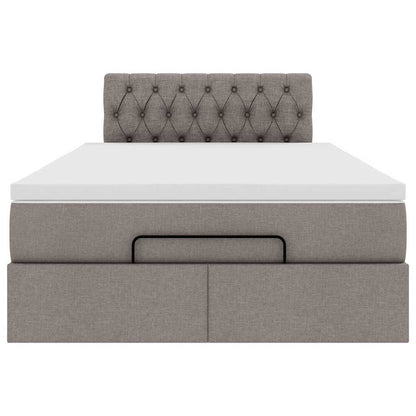 Cadre de lit ottoman avec matelas taupe 120x190 cm tissu