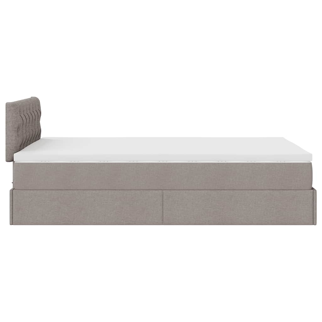 Cadre de lit ottoman avec matelas taupe 120x190 cm tissu