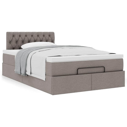 Cadre de lit ottoman avec matelas taupe 120x190 cm tissu