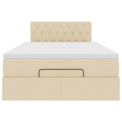 Cadre de lit ottoman avec matelas crème 120x190 cm tissu