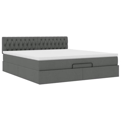 Cadre de lit ottoman avec matelas gris foncé 180x200 cm tissu