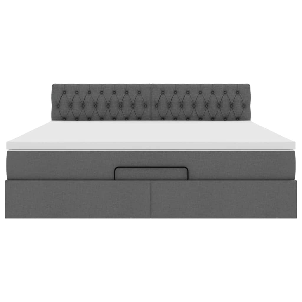 Cadre de lit ottoman avec matelas gris foncé 180x200 cm tissu