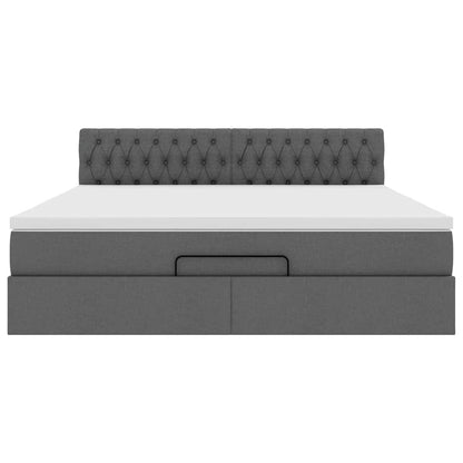 Cadre de lit ottoman avec matelas gris foncé 180x200 cm tissu